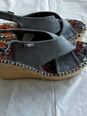 Rocket Dog Grey Suede Espadrille wedge Sandal Slingback size 7 Summer